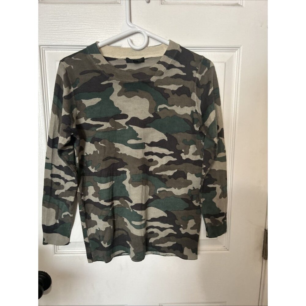 J. Crew Mercantile Sweater Sweatshirt Green Camo Long Sleeve Shirt Med Wool